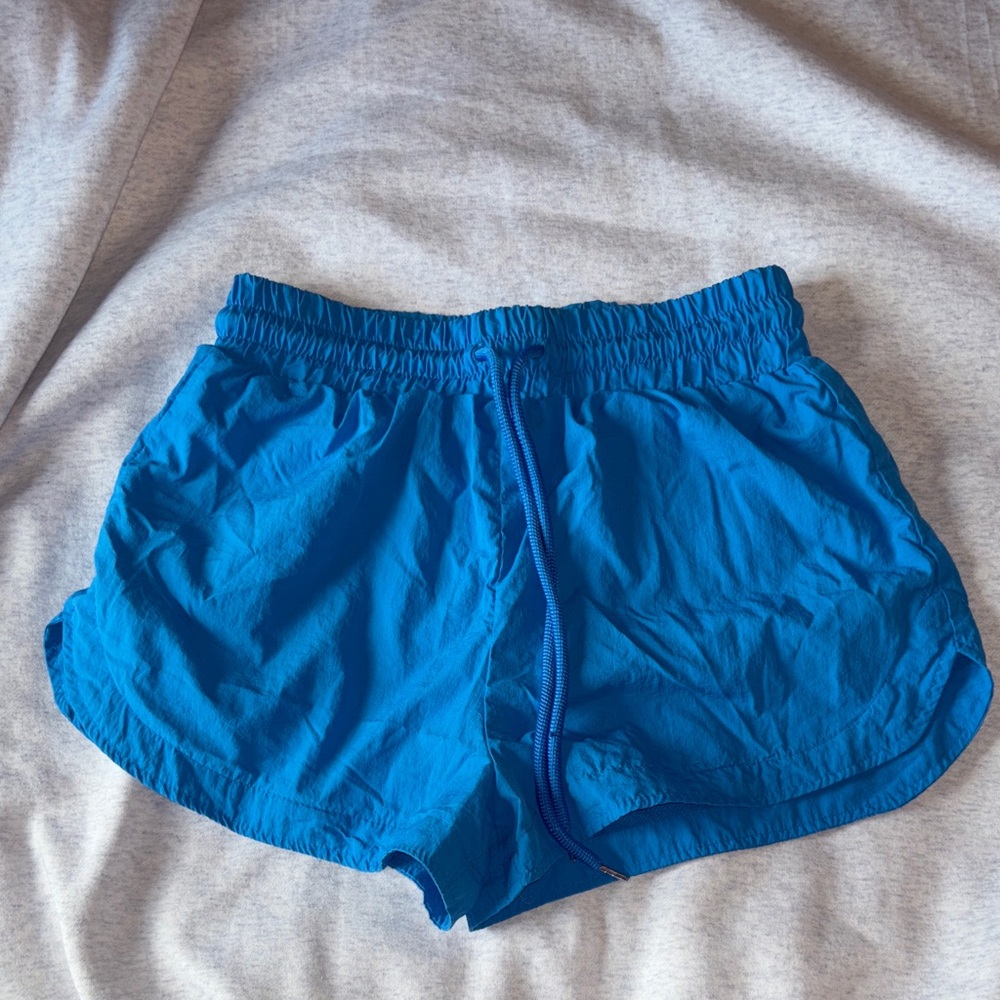 Women's High Wasted Blue Athletic Shorts